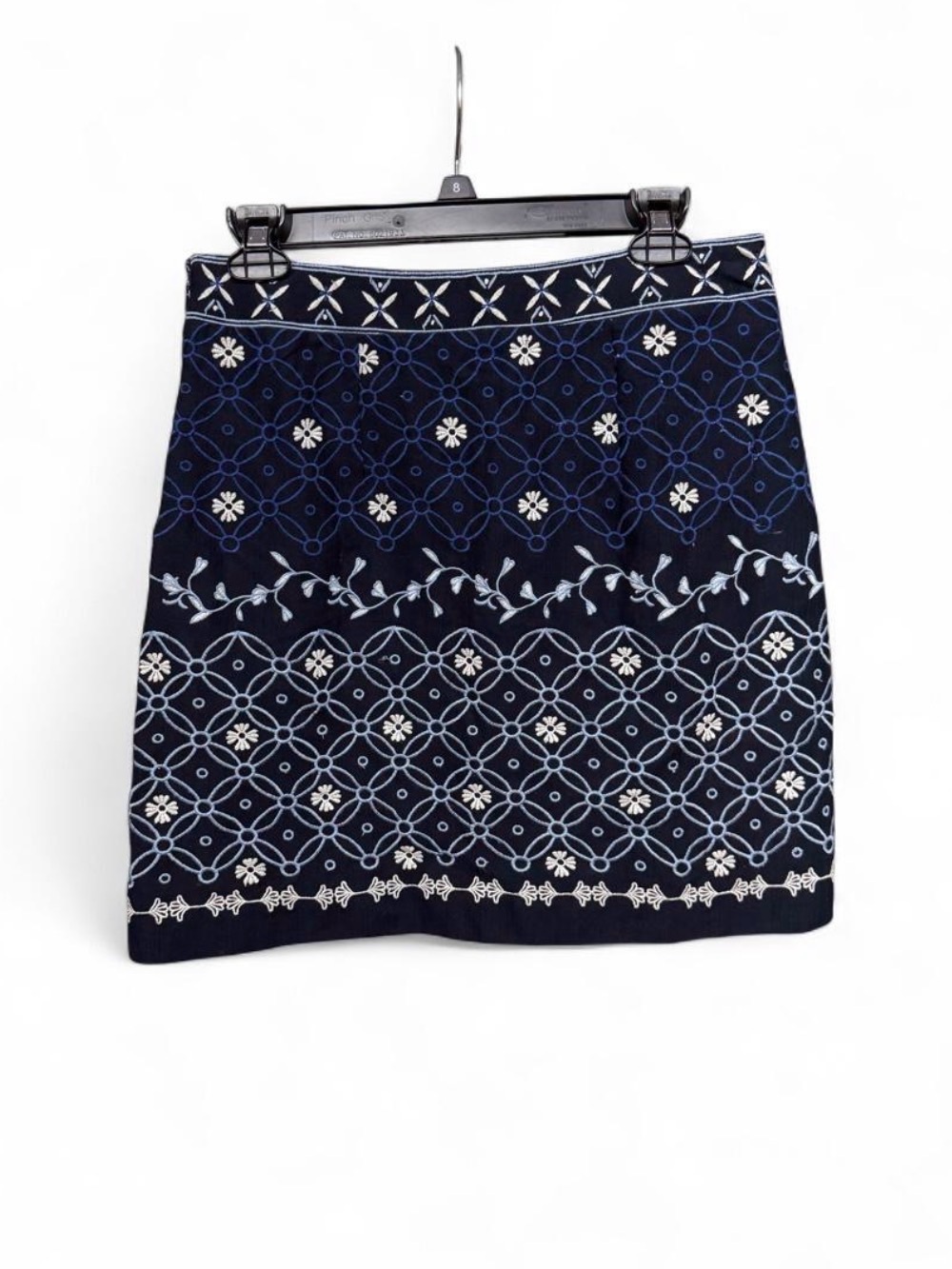 LOFT NWT Navy Embroidered Eyelet Geometric Floral A-Line Mini Skirt Size 6 - Picture 6 of 6